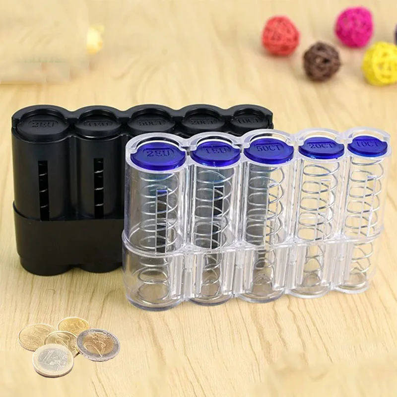 Boîte Porte-monnaie En Plastique Pour Pièces Euros - Rangement Pratique Pour Monnaie - Design Compact