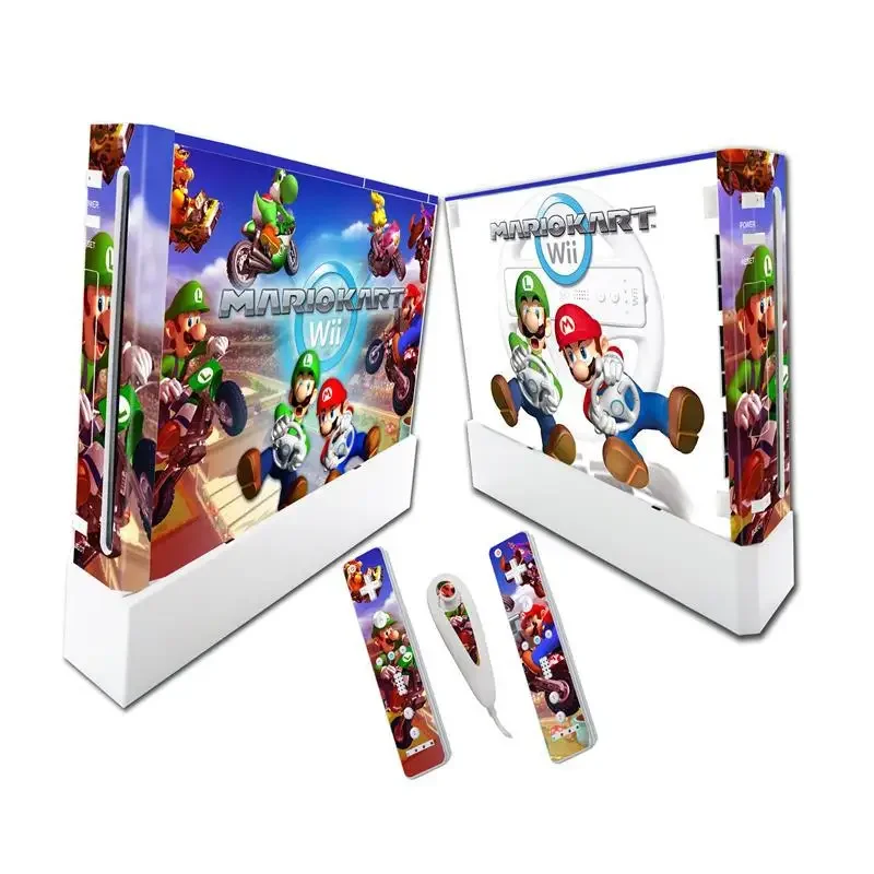 슈퍼 마리오 브라더스 WII PVC 다채로운 스킨 스티커 데칼 커버 닌텐도 WII 게임 콘솔 동체 컨트롤러 보호 필름