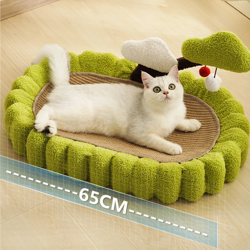 NewOvalCozyCatScratcherPadsSisalCatScratchingBoardKittenBed