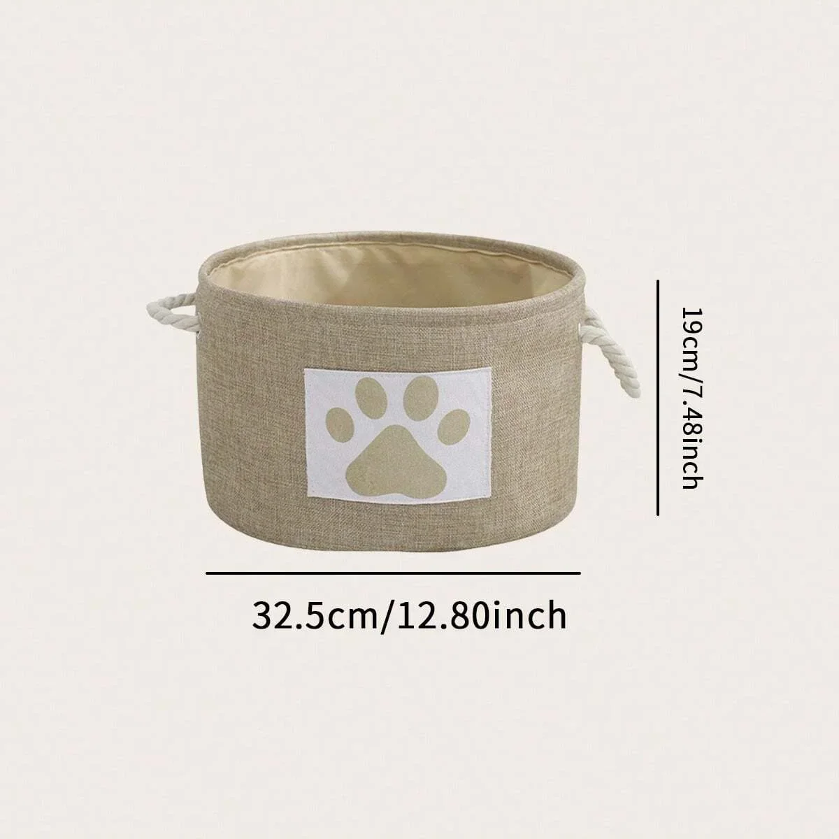 1pc-Striped Foldable Pet Toy Basket with Braided Rope Handle Dog