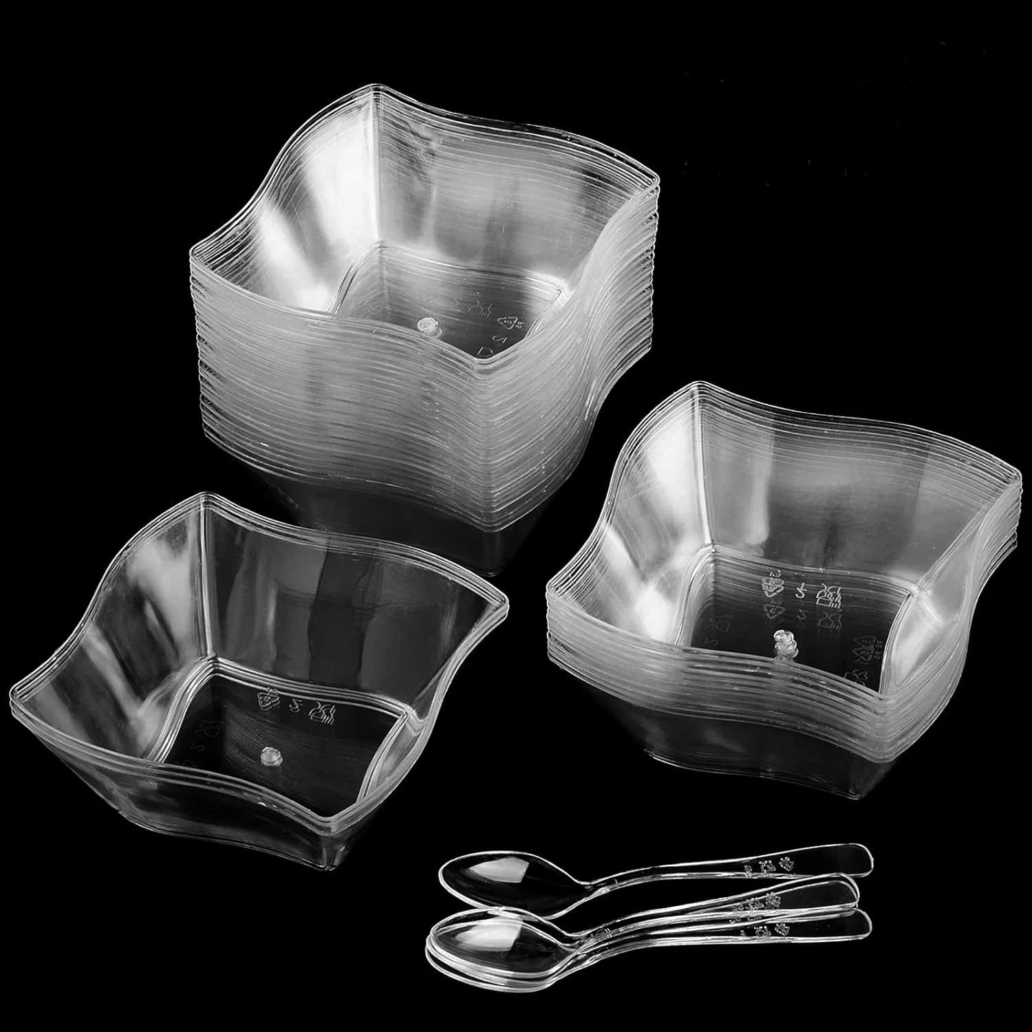 Clear Plastic Dessert Cups plastic cups plastic dessert cups dessert cups dessert plates Appetizer Plates Bowls with Spoons 25/50 pcs For Wedding Party