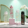 780ML Large Capacity Sports Transparent Water Bottle Leakproof Flower Plastic Drinking Bottles Outdoor Cycling Hiking Gym Jugs 2