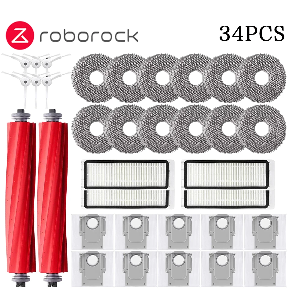 Robotic Vacuum Cleaner Accessory Kit: Main Side Brush, HEPA Filter, Mop Cloths, Dust Bag Replacement Set