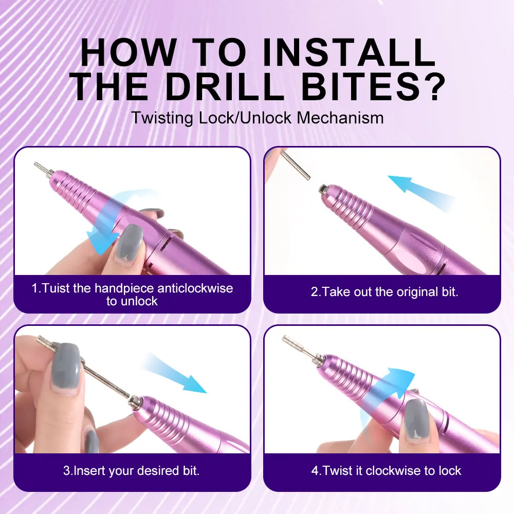 35000RPM Electric Nail Drill Rechargeable Grinder Low Noise Nail File Drill Machine Suitable For Polishing And Grinding Manicure 4