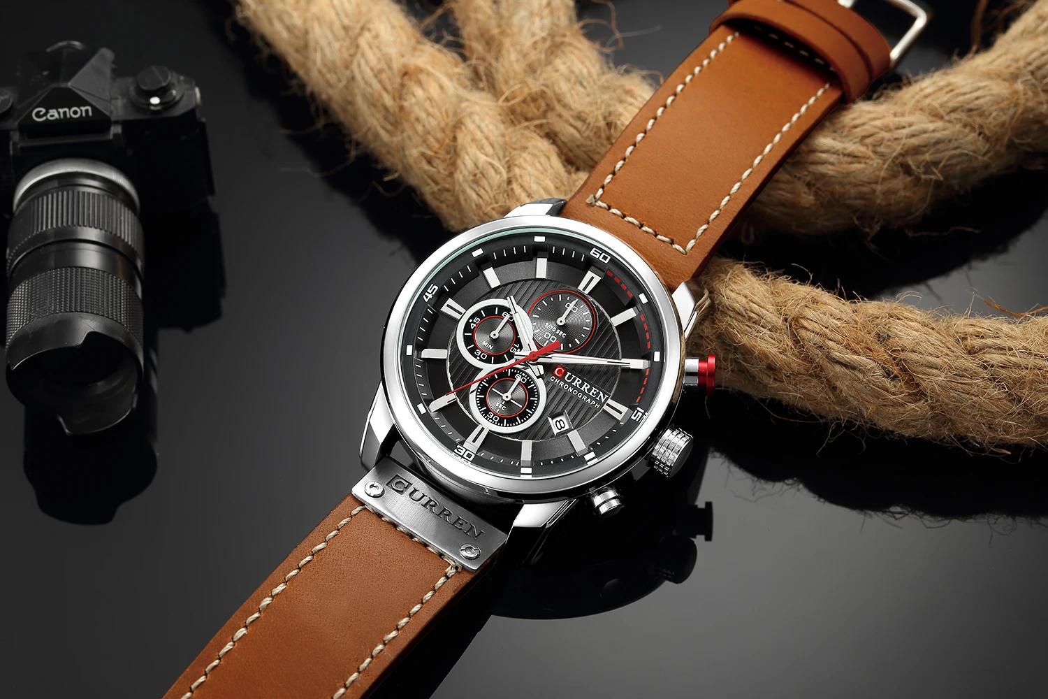 Curren 8291 Men Watch Business Leather Quartz Waterproof Wristwatch 6-Hand Date Casual Fashion Luxury Relogio Masculino 2