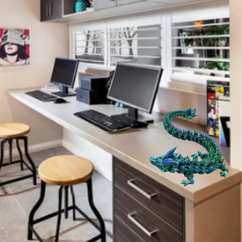 3D Printed Toy 3D Printed Crystal Dragon Antistress Fidget Toy Rotatable Articulated 30/45/60CM