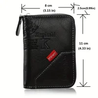 ​​Vintage PU Leather Slim Wallet - Zipper RFID Blocking 11-Slot Card Holder, Retro Style Gift for Men & Women, Classic Design​ 3