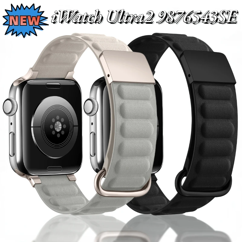 

Silicone Strap for Apple Watch Ultra2 49mm 9 8 7 45mm 41mm New Magnetic Buckle Bracelet iWatch 6 5 4 3 SE 44mm 40mm 42mm Belt