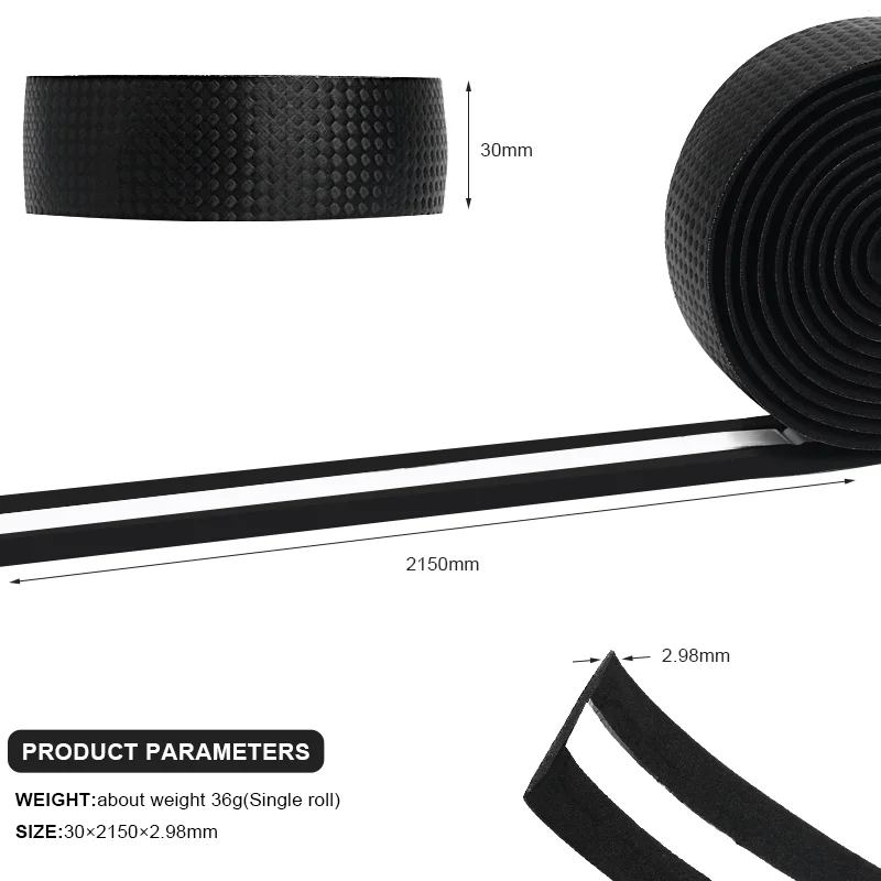 Bike Handlebar Tape Bicycle Handlebar Tape Non-Slip Shock Absorption Road Bike Handle Bar Straps Cycling Soft Anti-Vibration With Bar End Plugs