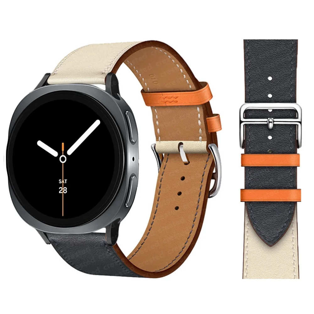 Premium Synthetic Leather Strap for Smartwatch - Elegant Bracelet with Connector
