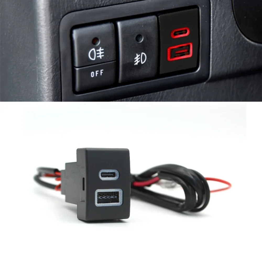 

Автомобильное зарядное устройство с разъемом QC3.0 Dual USB PD Type C 12/24 в, зарядное устройство с адаптером питания для телефона Suzuki Jimny 07-15 wagr wagrx5