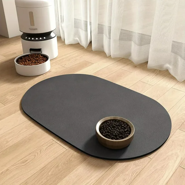 1Pcs Pet Solid Color Oval Mat Absorbent Food Pad Non-Slip Quick-dry Water Fountain Rug For Pet Dog Cat Home Room Supplies
