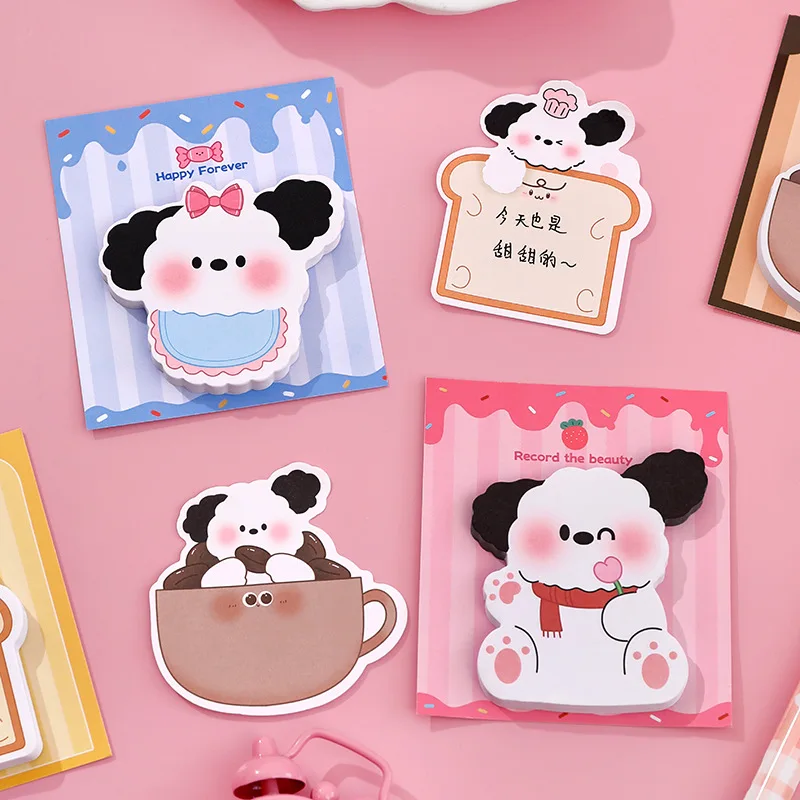 4 개/몫 Kawaii 강아지 강아지 메모 패드 N 번 스티커 메모 귀여운 편지지 Escolar Papelaria 학교 공급 북마크 라벨