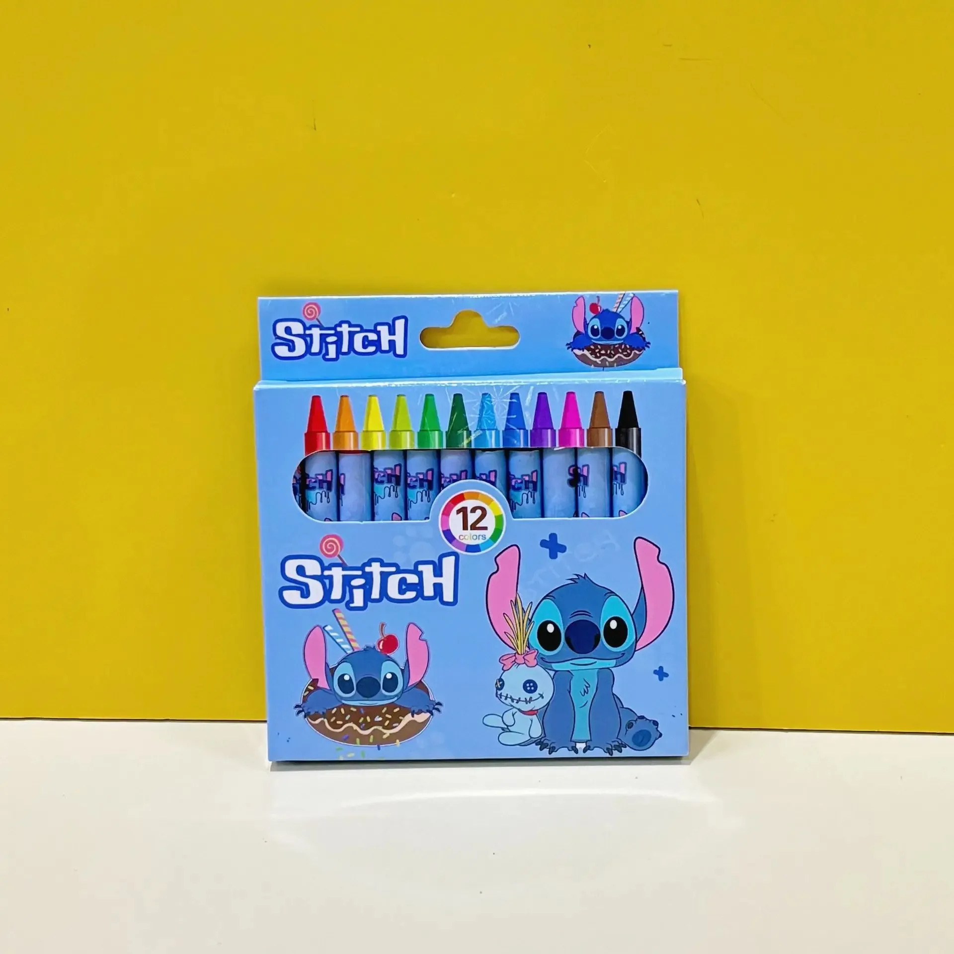 12pcs/set Disney Lilo & Stitch Painting Crayon Office Tools Cute Anime Stationery Children's DIY Drawing Tools School Supplies