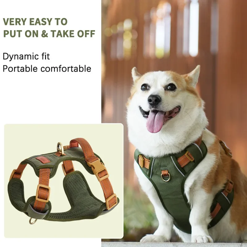 Retro pet chest strap, explosion-proof, reflective dog chest strap, anti-breaking dog leash
