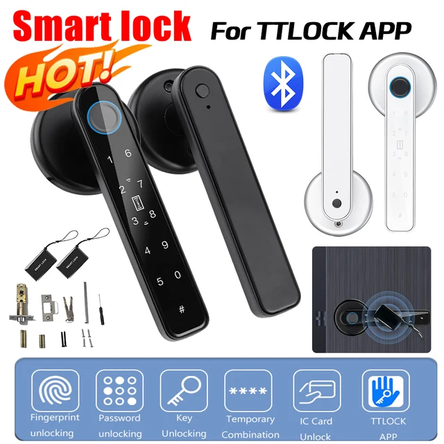 Fingerprint Door Lock Biometric Fingerprint Password Key Unlock Anti Peeping Type-C Emergency Charge for Home Office Glass Doors 2