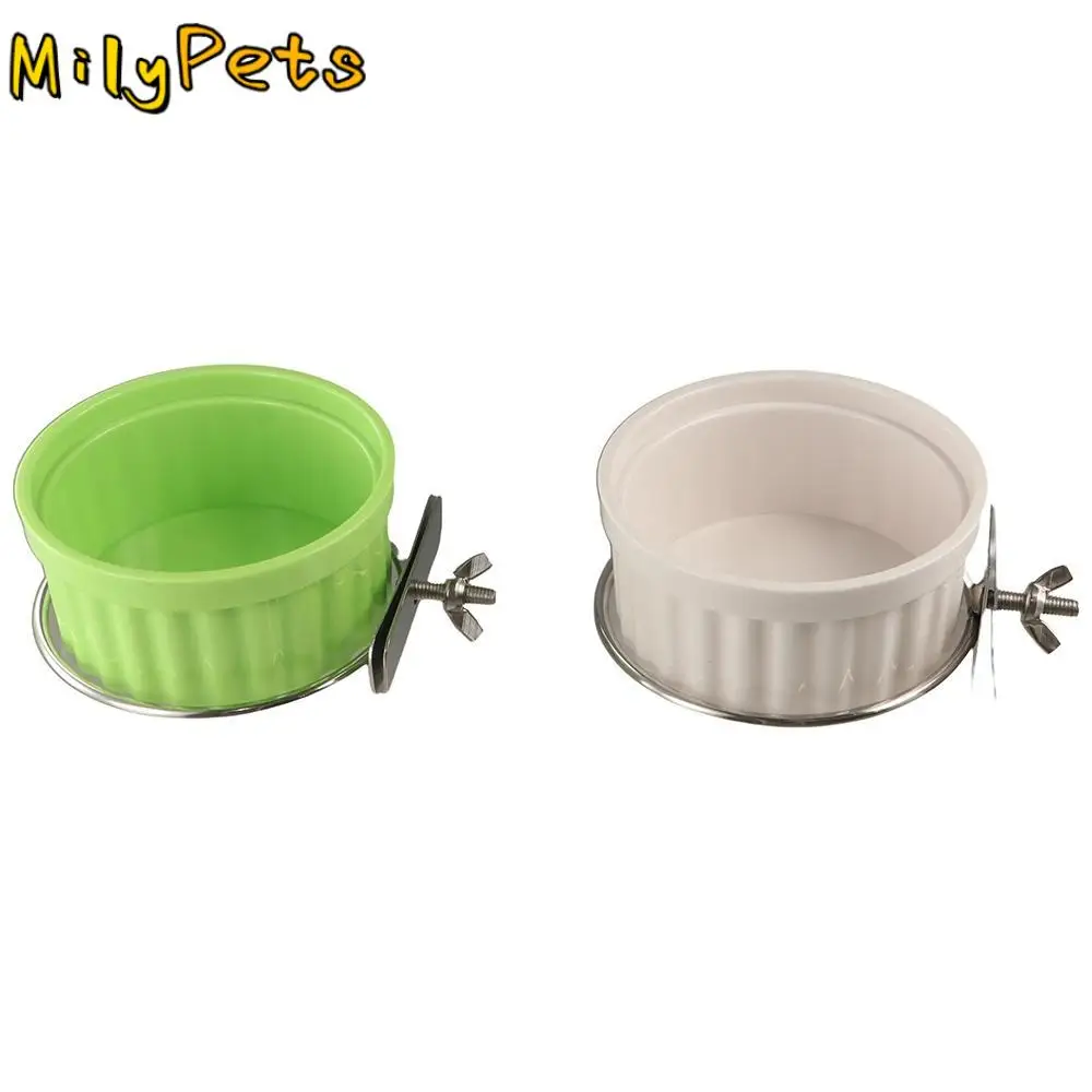 Wall Mount Parrot Food Water Bowl Plastic Candy Color Parrot Feeding Cup Removable Bird Cage Feeder for Parrots Parakeet Cats