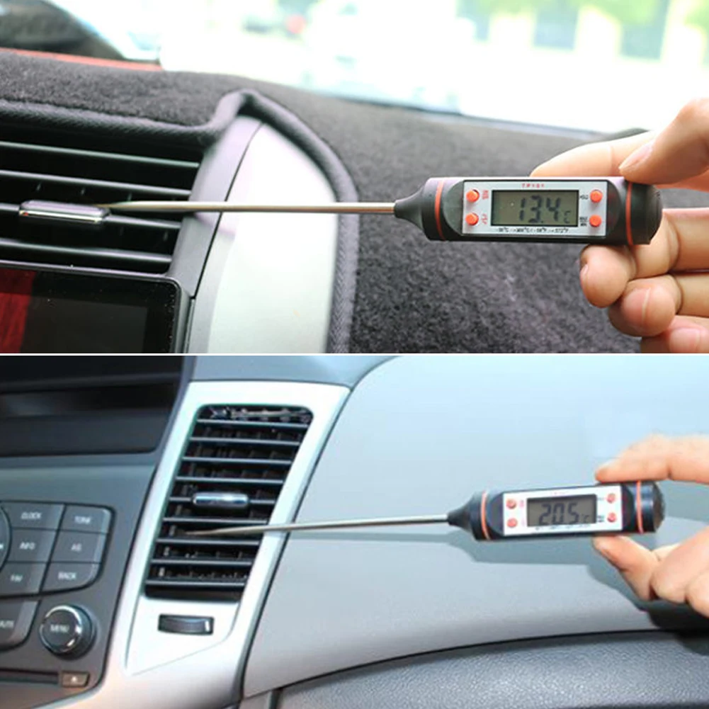 Car Air Condition Outlet Thermometer With Long Probe LCD Display Digital Temperature Gauge Check Air Conditioning Thermometer Digital Thermometer
