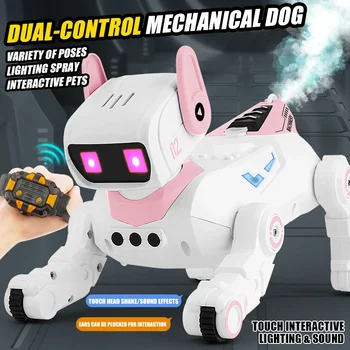 Robot intelligente 2.4G RC Programmazione intelligente Orologio per cani acrobatici Giocattoli interattivi a doppio controllo con giocattolo spray fresco per ragazzi Regalo per bambini