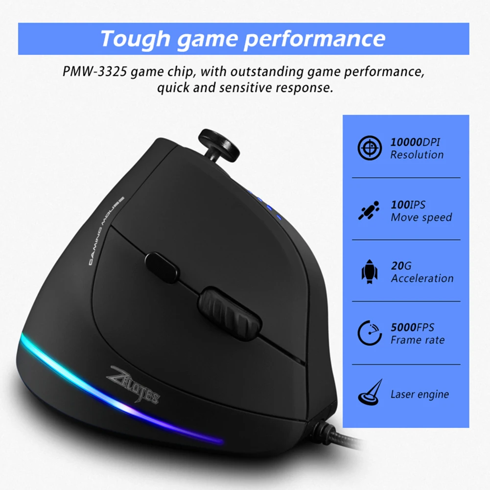 jogos, usb, com fio, 11 botões, 10000dpi, ajustável, pc, computador