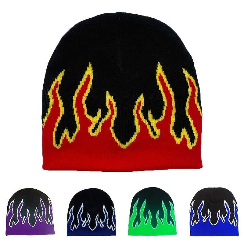 

Knitted Beanies Caps Flame Windproof Stretch Warm Skullies For Women Men Outdoor Sports Yoga Skiing Street Hip-Hop Caps