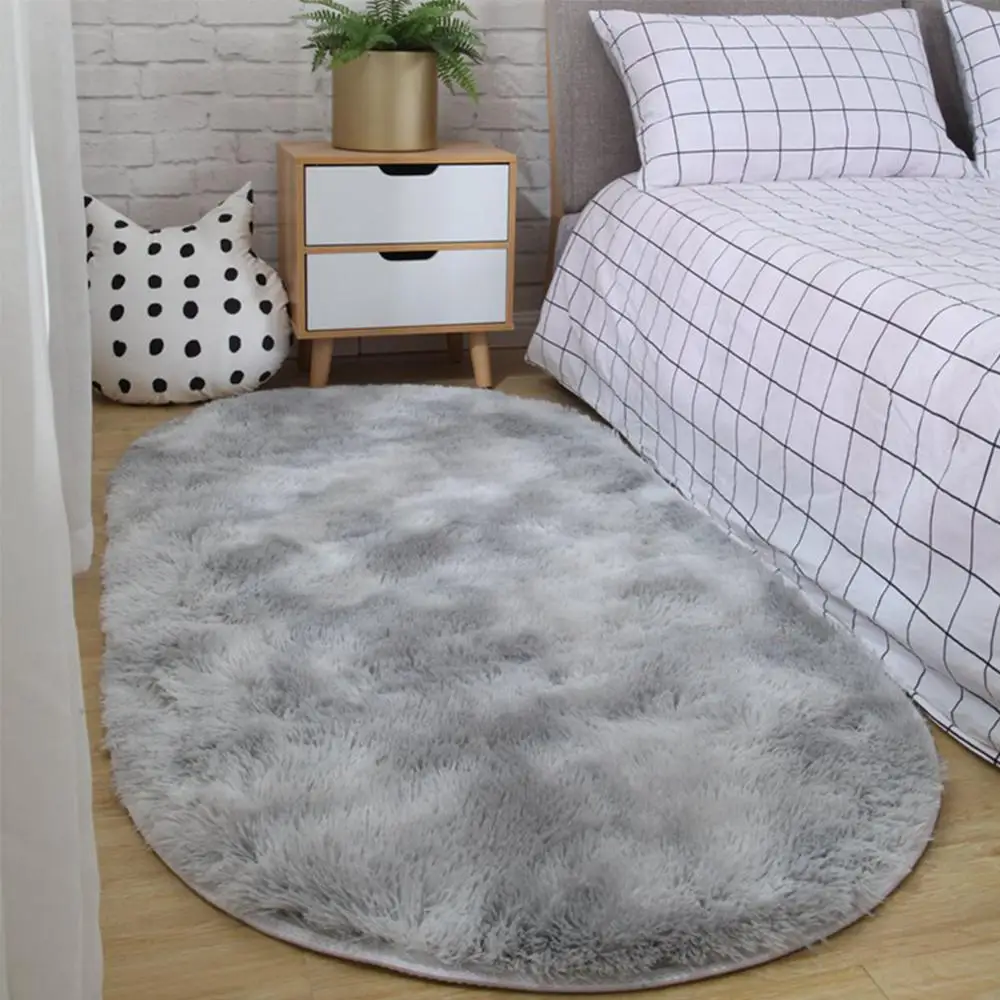 Fluffy Oval Rug Carpets for Living Room Home Decor Bedroom Kid Room Floor Mat Decoration Salon Pile Rug 40*60cm Plush floor mat shaggy rugs