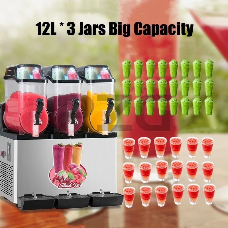 Commercial 3*12L Ice Cream Slash Soda Pupi Fruit Snow Bras Small Slush Machine Margarita Slush Maker Frozen-coke-machine 2