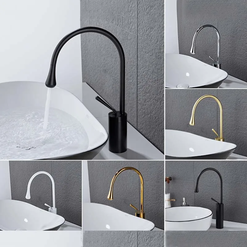 Grifo Lavabo Cascada Negro Alto, Monomando Grifo para Lavabos Sobre  Encimera para Baño, Diseño Moderno