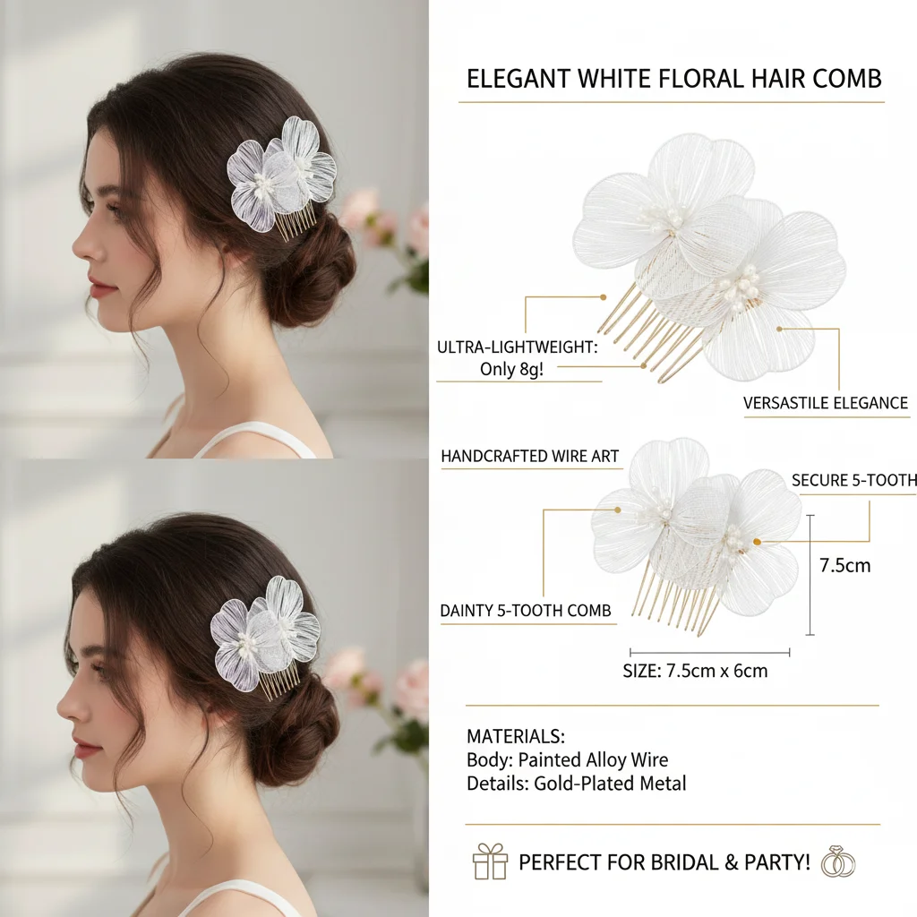 Modische 1/2 Stück/Set Perlen-Haarspangen für Frauen, silberne Braut-Haaraccessoires, Hochzeitsschmuck, Kopfschmuck für Frauen und Mädchen – Detail 2