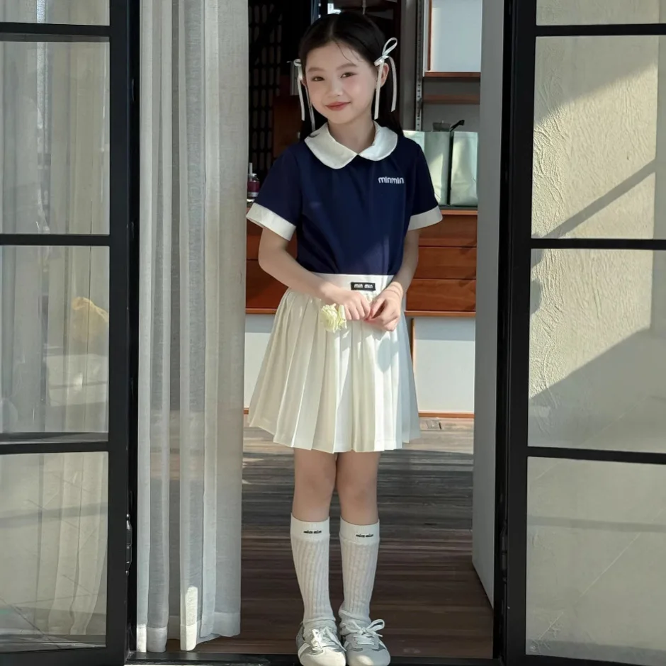 Girls Preppy Peter Pan Collar Outfit Set 1