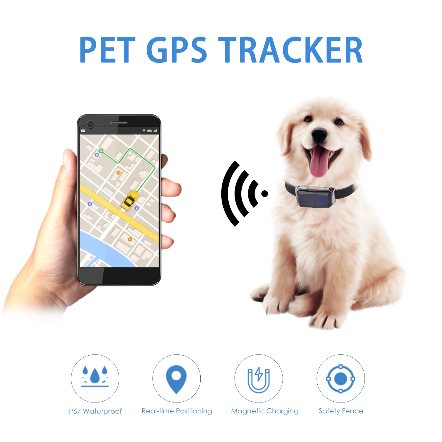 New Portable Pet GPS Tracker Device Waterproof Realtime Tracking Anti