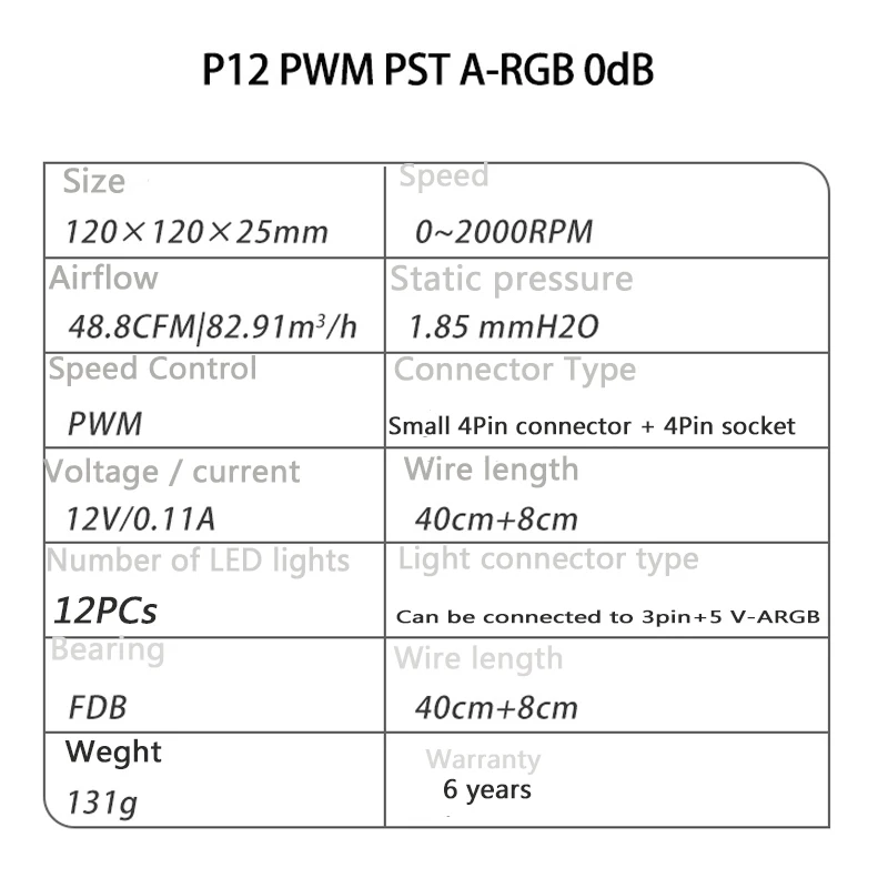 Arctic P12 Pwm Pst A-rgb 0db Ventilador de Refrigeração Case 120 mm com Digital A-rgb 120 mm Cpu Cooler 2000rpm 12cm Ventilador Rgb 5v 3pin - Imagem 5