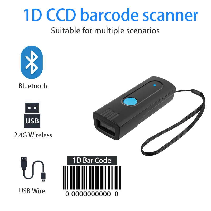 Mini Pocket Barcode Scanner Wireless Bluetooth Instant Upload or storage Mode Optional Support IOS Android Windows System 165