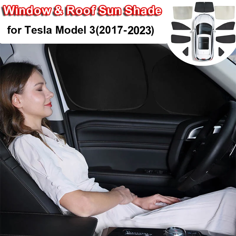 Sun Shade For Tesla Model 3 2021 2022 Car Windshield Sunshade Cover Protector Front Rear Side
