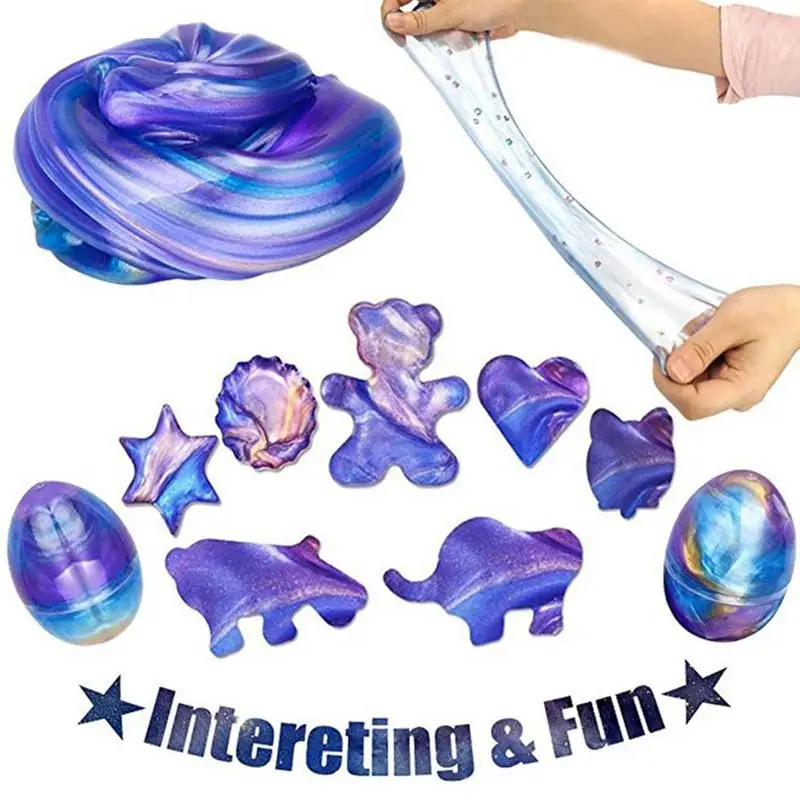 Diys Color SlimeGlue Toys Antistress Clear Fluffy SlimeEgg Ball Foam Putty Plasticine Cloud SlimeClay Kids Educational Toys slime kit modelling clay fluffy slime
