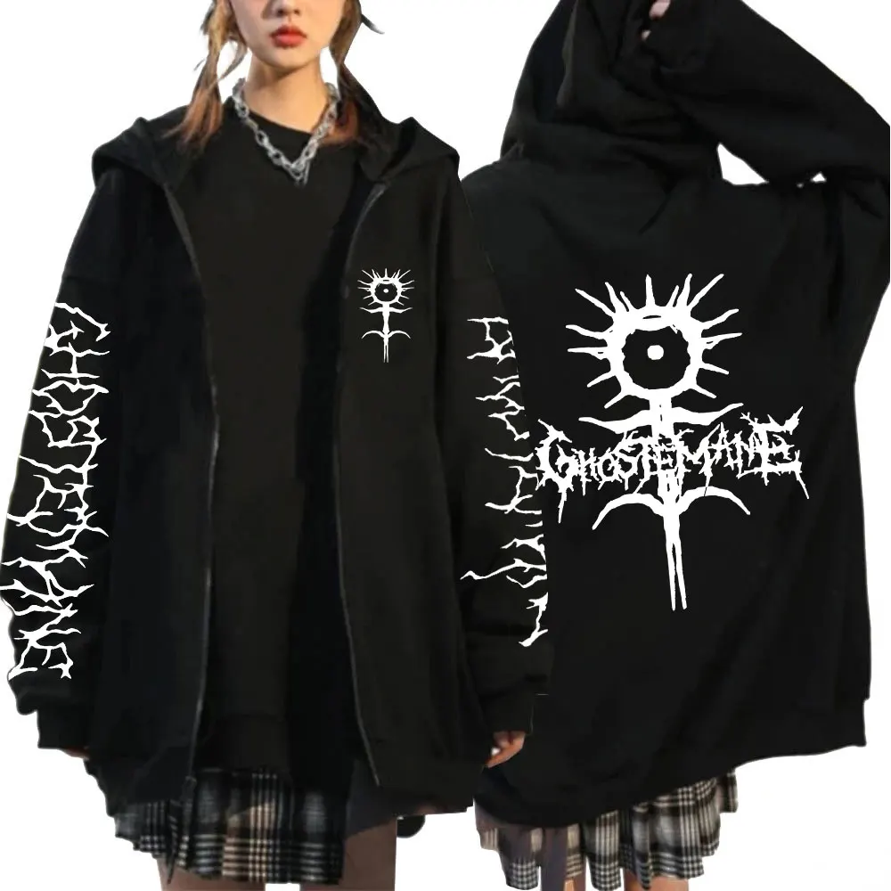 thumbnail image 1 of Sudadera con capucha con cremallera Ghostemane limitada, sudaderas con capucha con estampado gráfico, sudaderas con cremallera gótica de Metal Rock, ropa de calle Harajuku, abrigos, 1 of 5