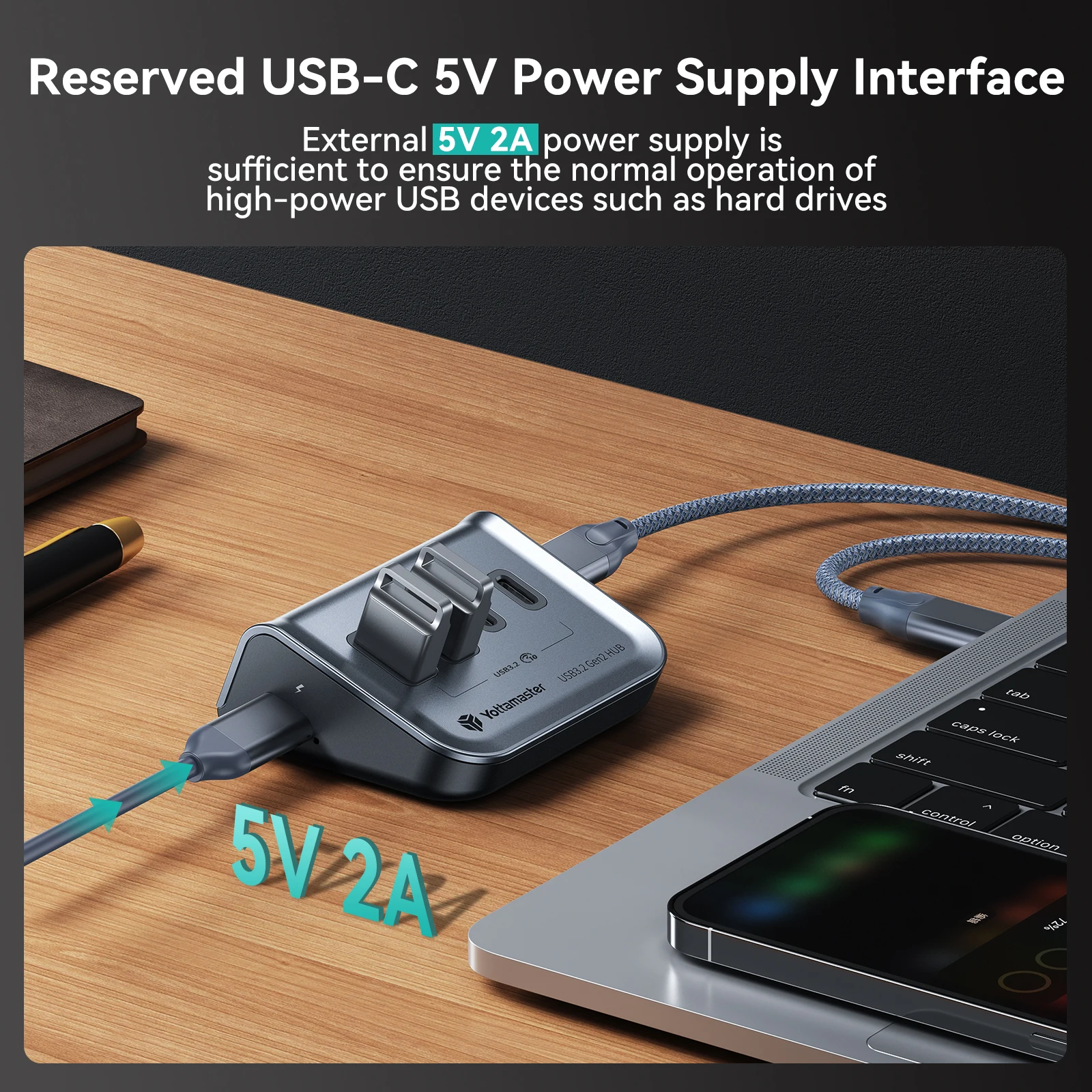 Yottamaster-adaptador de Hub Usb Multi-function Docking Station para Windows Mac Usb Splitter Tipo-c Usb-a 4in 10gbps 3.1 - Imagem 6