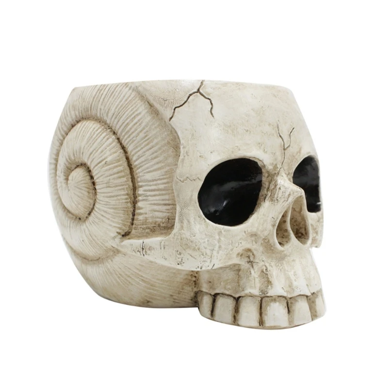

Y1UB Skull Bowl Resin Skull Shaped Planter Flower Pots Home Haunted House Office