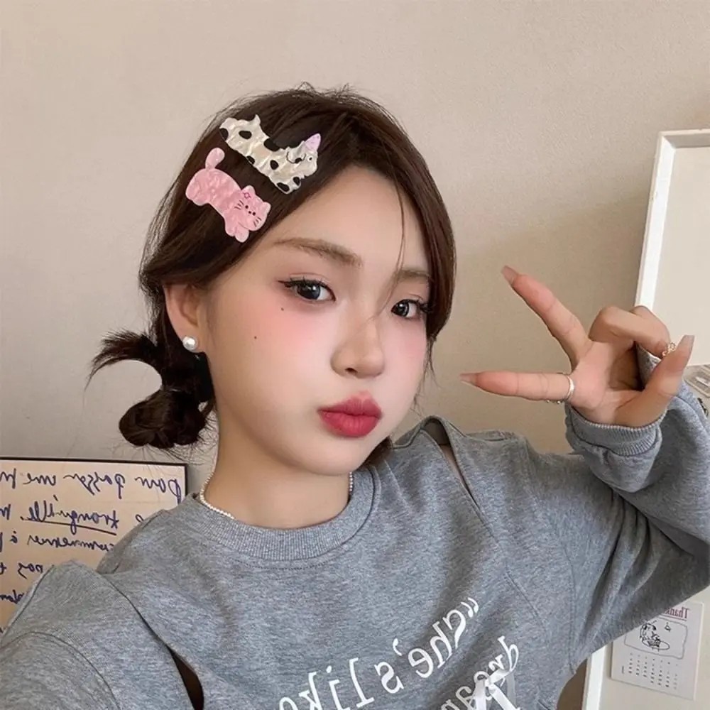 5Pcs Fashion Acrylic Cat Hair Clip Multicolor Simple Puppy Hairpin Y2K Duckbilled Clip Headwear