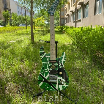 in stock Edward Eddie Van Halen Heavy Relic Franken 5150 Electric Guitar green Stripes Floyd Rose Tremolo Bridge Slanted Pickup