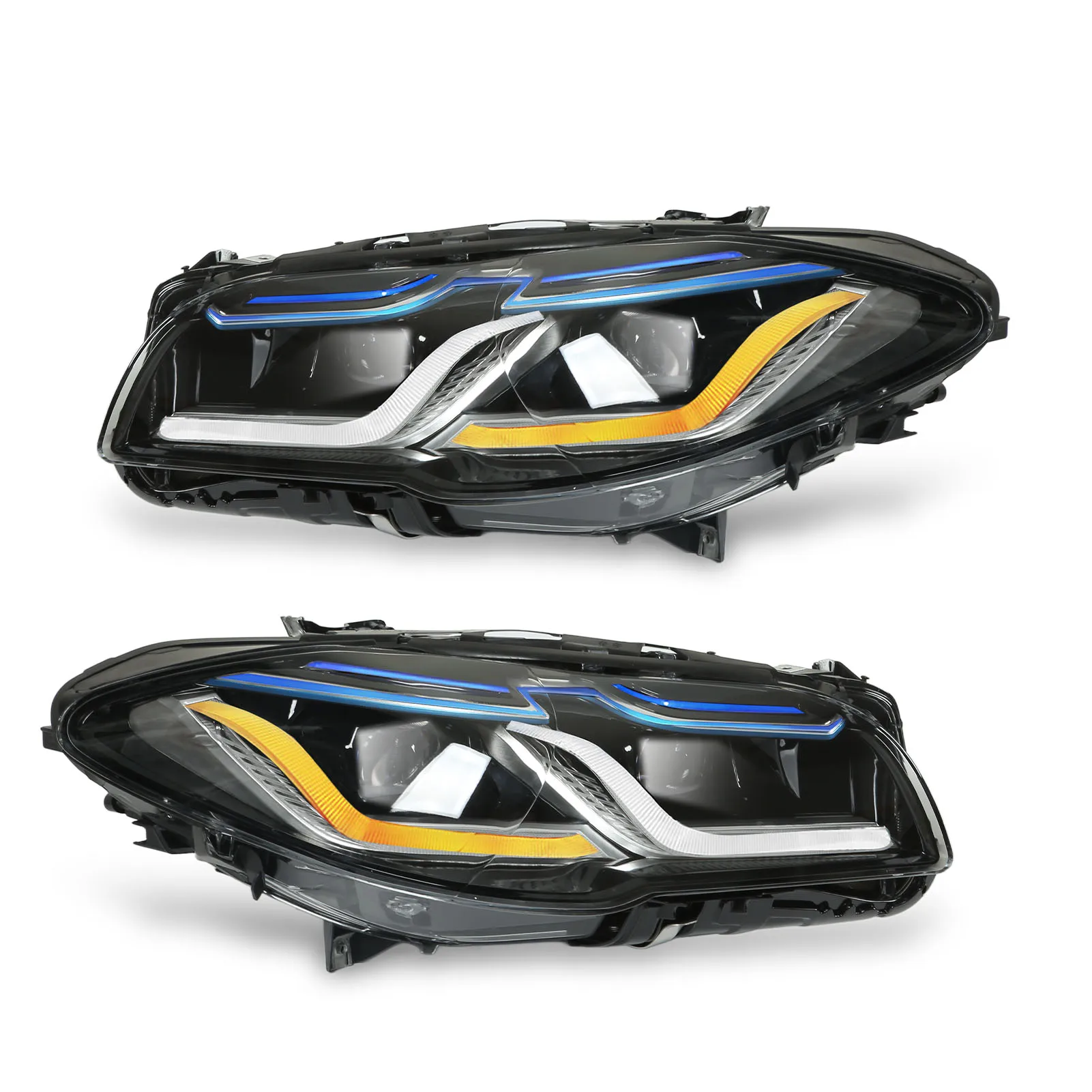 LED 헤드라이트 어셈블리 PC 렌즈 프로젝터 헤드라이트, LED DRL, 내후성 하이 로우 빔, 5 시리즈 F11 왜건 Pre-LCI LHD 제논