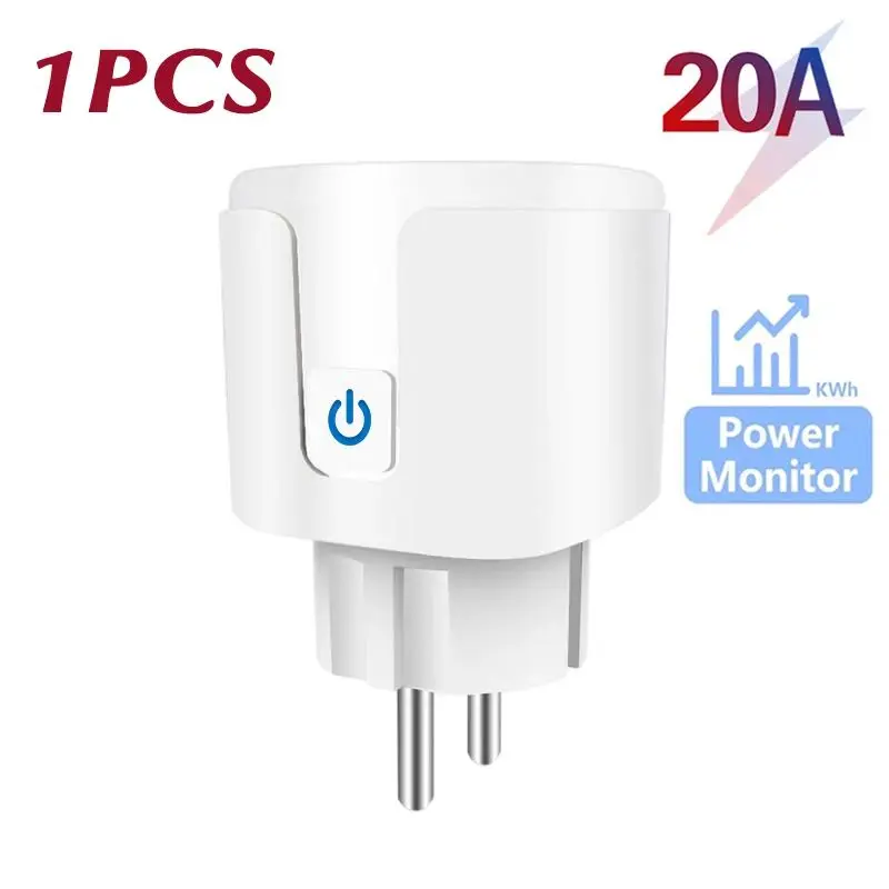 Tuya WiFi Smart Plug 16A/20A EU Smart Socket z funkcją monitorowania czasu zasilania Smart Life APP Sterowanie głosowe przez Alexa Google