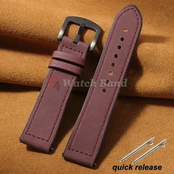 Vintage Suede Silicone Leather Bracelet - Quick Release Sport Wristbelt Accessory - 20mm (Red - Black)