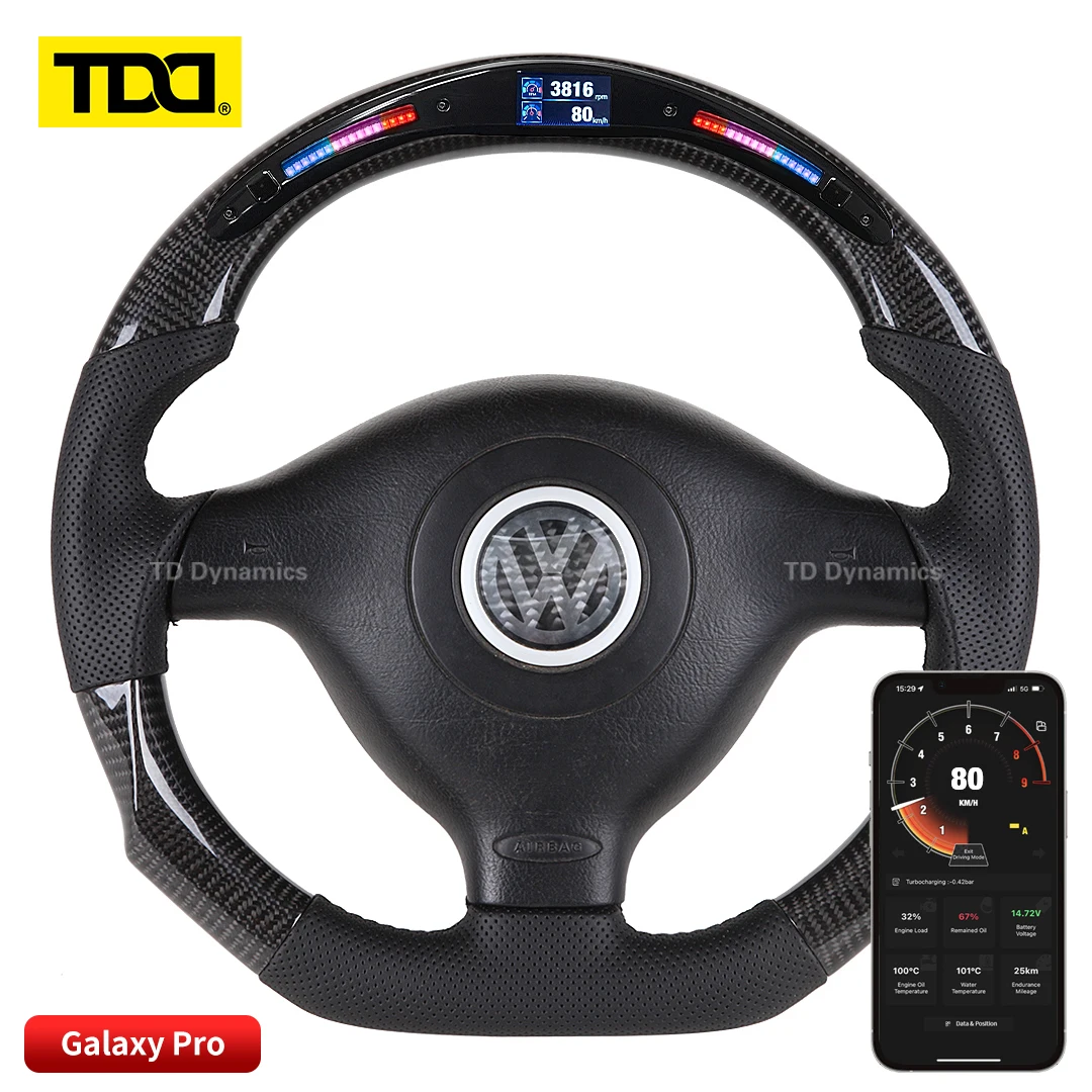 TDD углеродное волокно под заказ smart Galaxy pro LED Рулевое колесо для VW MK4