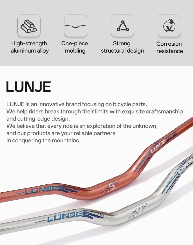 780mm Mountainbike-Lenker Glanzfinish Aluminium 31,8 MTB-Lenker 35/55mm Erhöhung Leuchtendes Logo Fahrradlenker – Detail 10