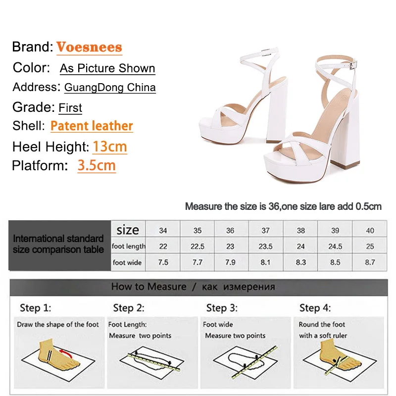 Ladies White Hollow Design Platform Sandals Sexy Slingback Buckle Strap High Heels Summer Dress Fashion Square Head Shoes Women