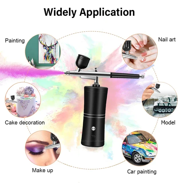 Airbrush with Compressor Airbrush Painting Mini Spray Gun for Painting Wireless Electric Paint Gun Airbrush Kit with Compressor 2