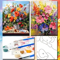 CHENISTORY Van Gogh Painting By Number Oil Picture On Canvas DIY Kits Acrylic Paint Flower Coloring By Number Home Decor Gift 5