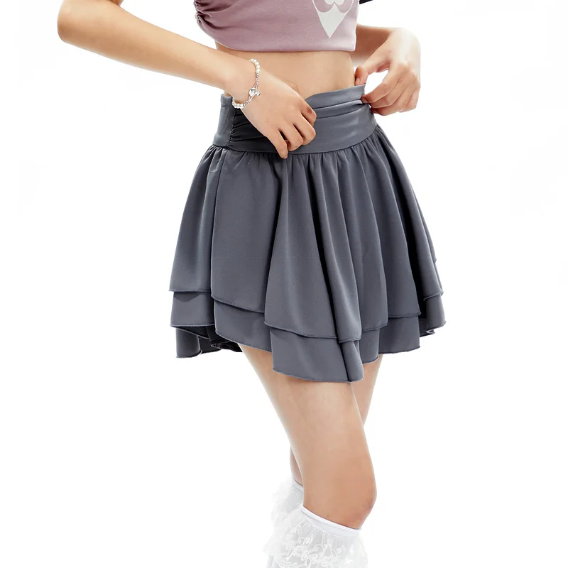 rosymonster hem frill skirt グレー Sun-imperial - women's solid a-line layered mini skirt with