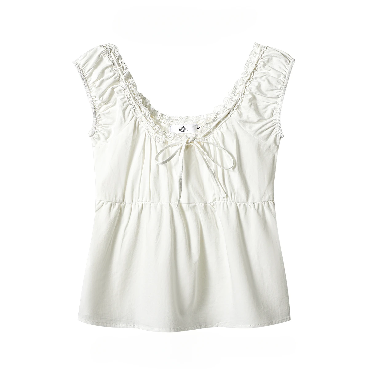 

Милая женская майка без рукавов с французским кружевом и бантом на краях, летняя однотонная женская приталенная Майка с открытой спиной, женская одежда